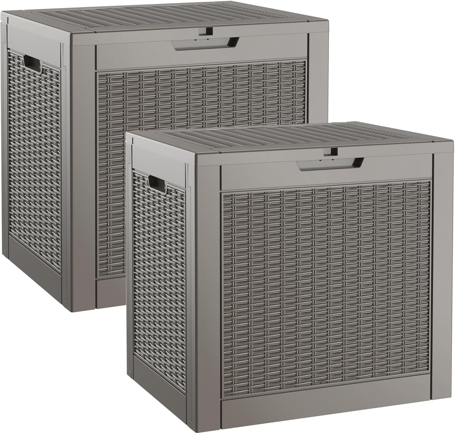 NUNU LAB 32 Gallon Resin Deck Box 2 Pack for Outdoor Storage