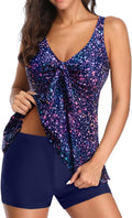 Women 2 Piece Flowy Tankini Swimsuit with Boyshorts - Modest Fit