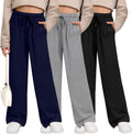Girls' Wide Leg Sweatpants 3 Pack - Comfortable Casual Joggers our