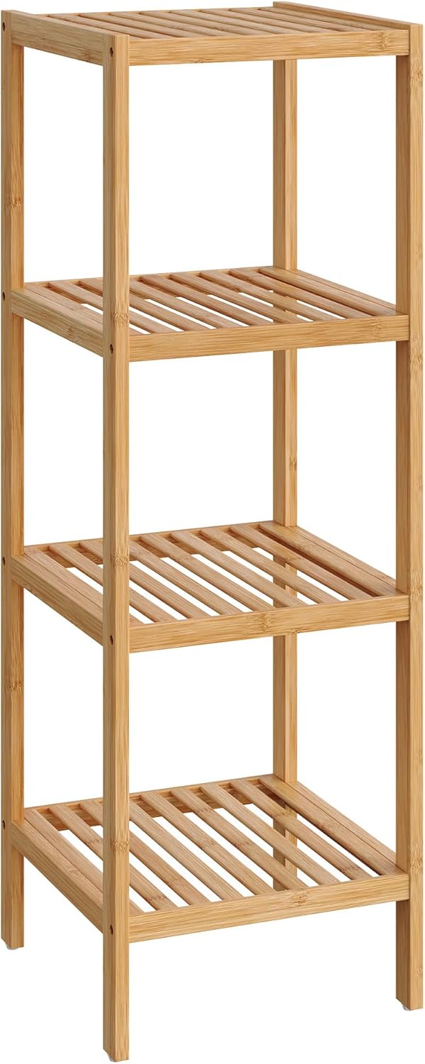 SONGMICS Bamboo Storage Shelf - 4-Tier Multifunctional Unit