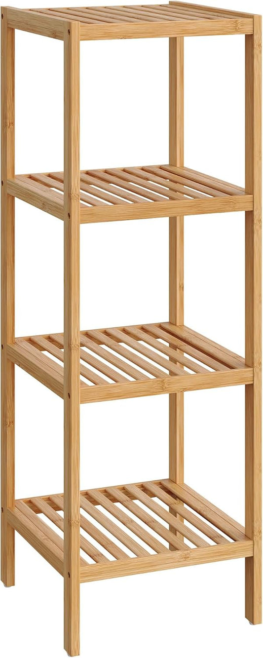 SONGMICS Bamboo Storage Shelf - 4-Tier Multifunctional Unit