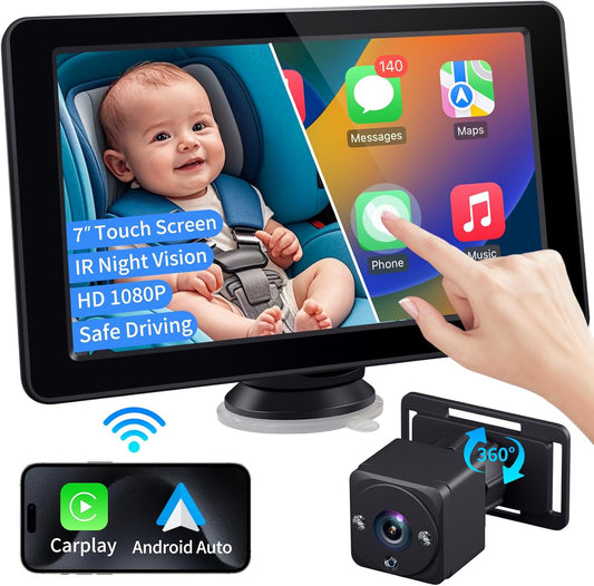 Faninso Car Baby Camera: Wireless CarPlay, Night Vision