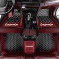 Custom Fit Car Floor Mats - Full Coverage Leather Liners (Black & Wine