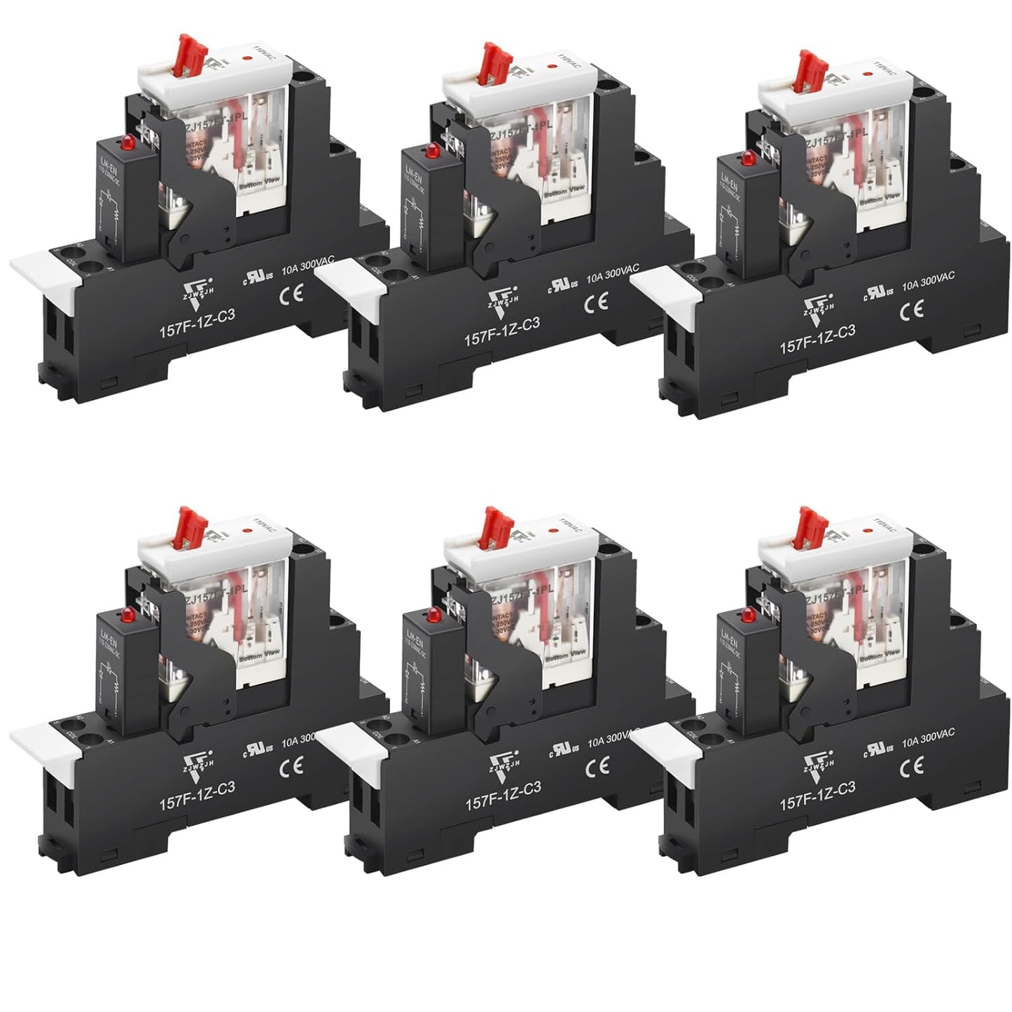 6Pcs 12 Amp Power Relay Switch Electromagnetic with LED Light