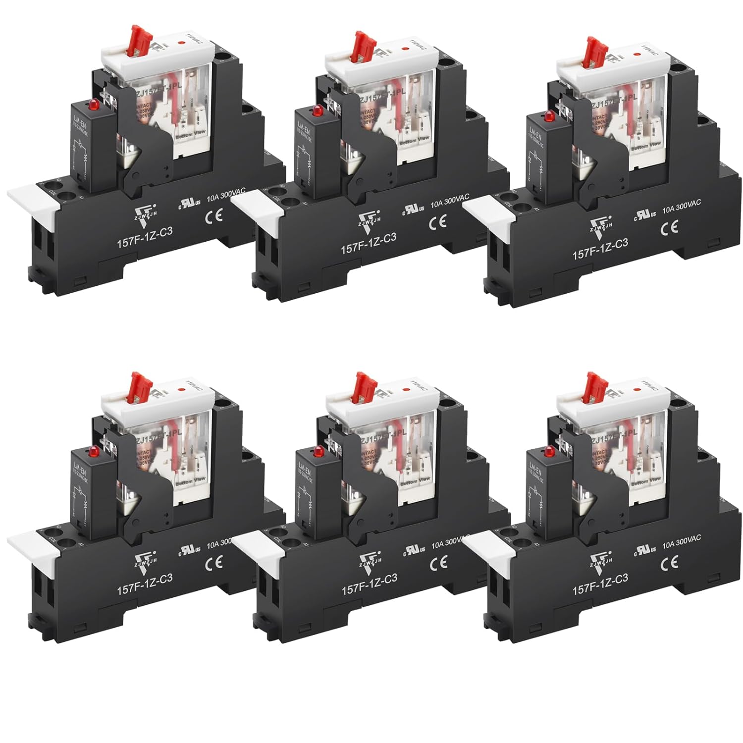 6Pcs 12 Amp Power Relay Switch Electromagnetic with LED Light