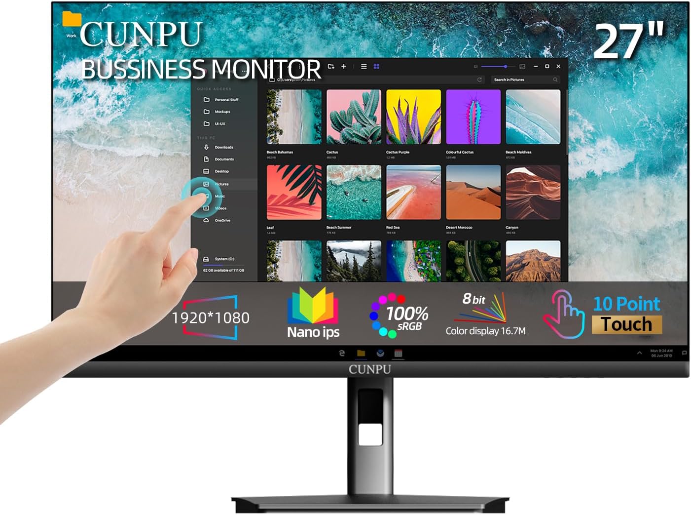 27 Inch Touchscreen Monitor with FHD 1080P and 10 Point Touch