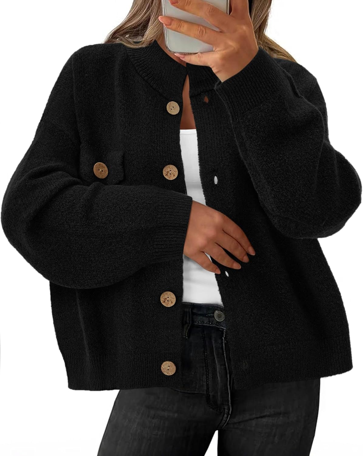 KIRUNDO Cardigans for Women Trendy Button Up Sweater Jackets