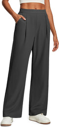 Wide Leg Pants Woman High Waisted Dress Work Pants - Waffle Knit
