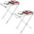 Space-Saving Acrylic TV Tray Tables - Easy Assembly, Stylish Design - Set of 2
