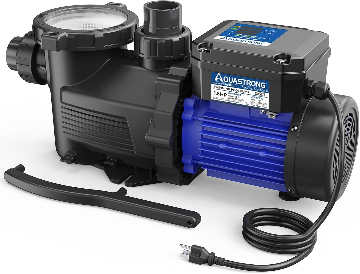 AQUASTRONG High Flow Dual Speed Pool Pump with Timer 1.5HP
