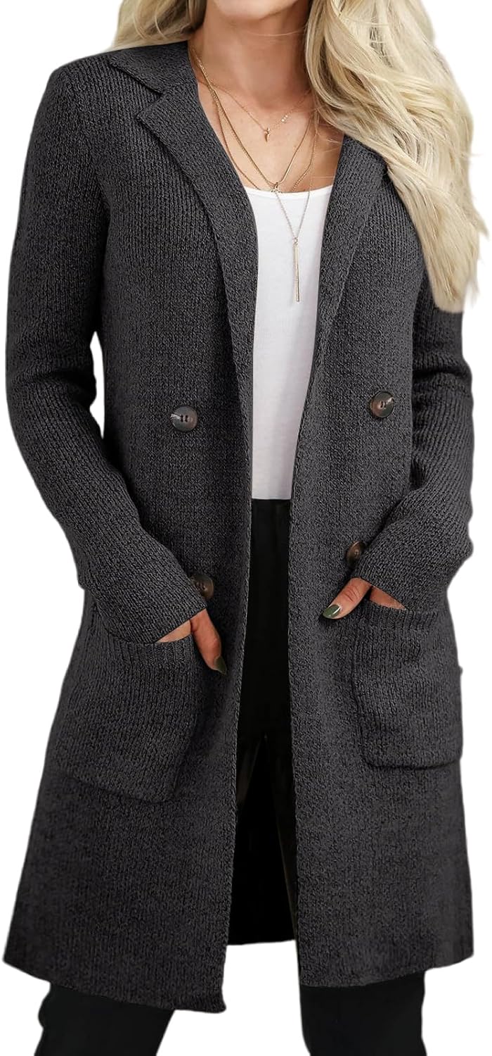 VIMPUNEC Women's Open Front Long Cardigan for Cozy Fall Style