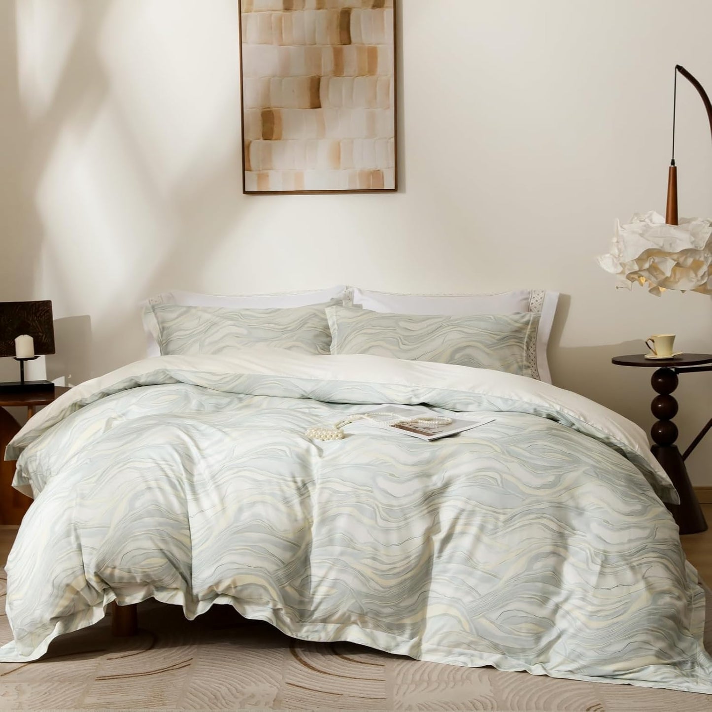 Ultra Soft Floral Pattern Duvet Cover Set Queen Size 3-PC