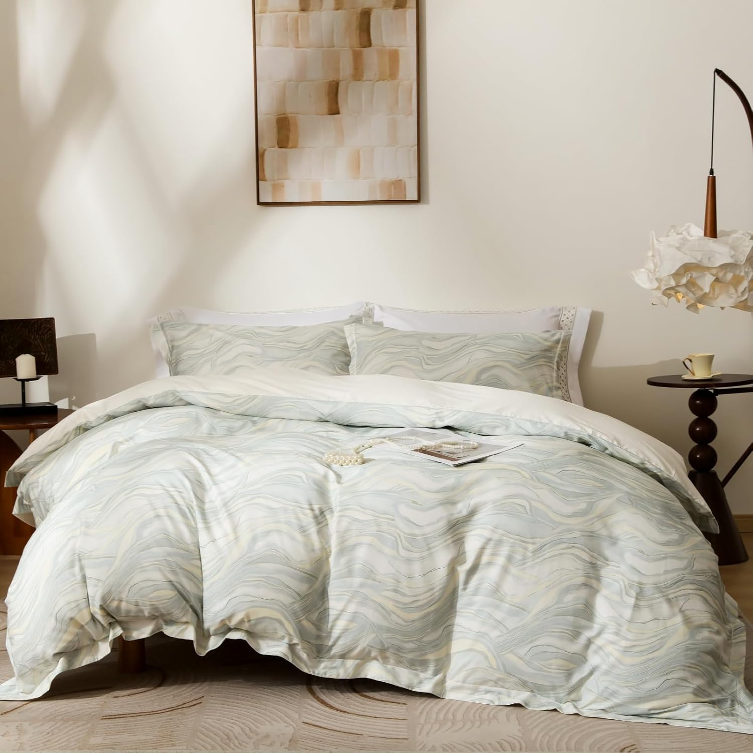 Ultra Soft Floral Pattern Duvet Cover Set Queen Size 3-PC
