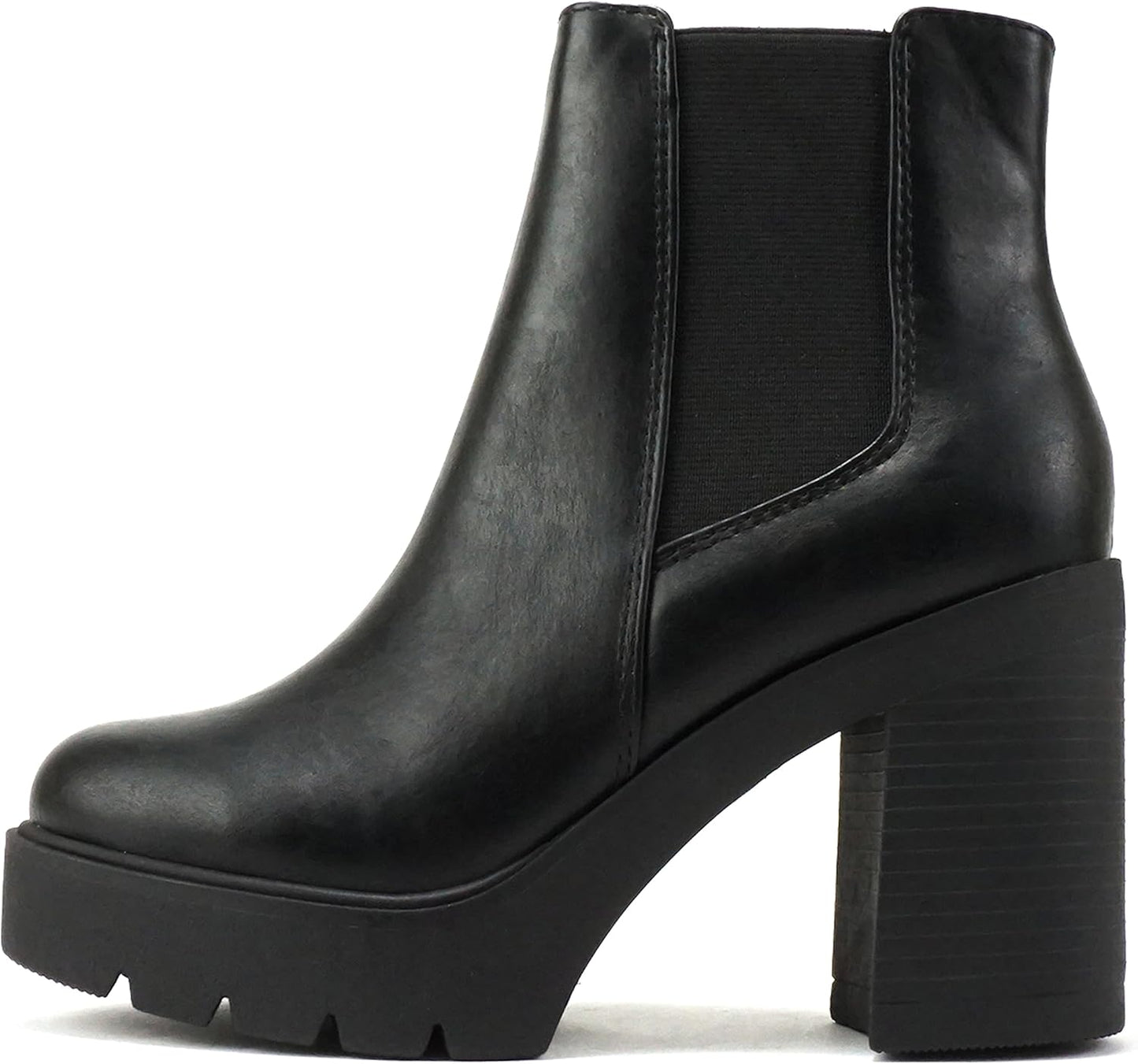 Soda Women Lug Sole High Heel Chelsea Ankle Boot for Style