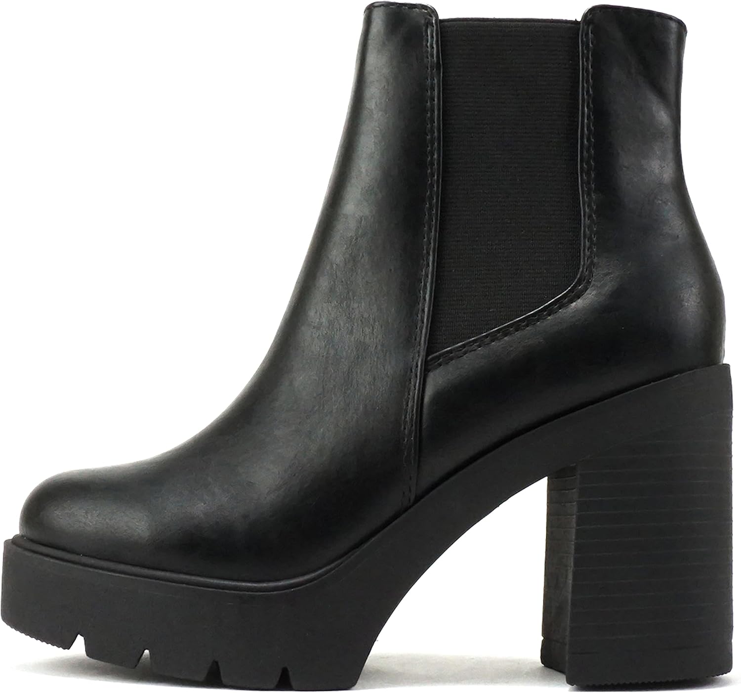 Soda Women Lug Sole High Heel Chelsea Ankle Boot for Style
