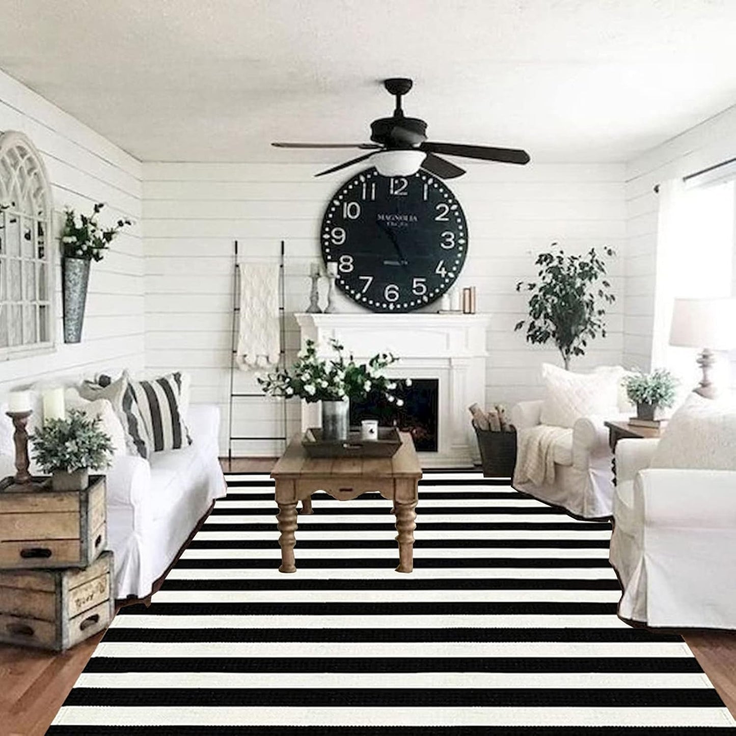 CAINANEL Black and White Area Rug - Stylish 5ft x 7ft Indoor Outdoor