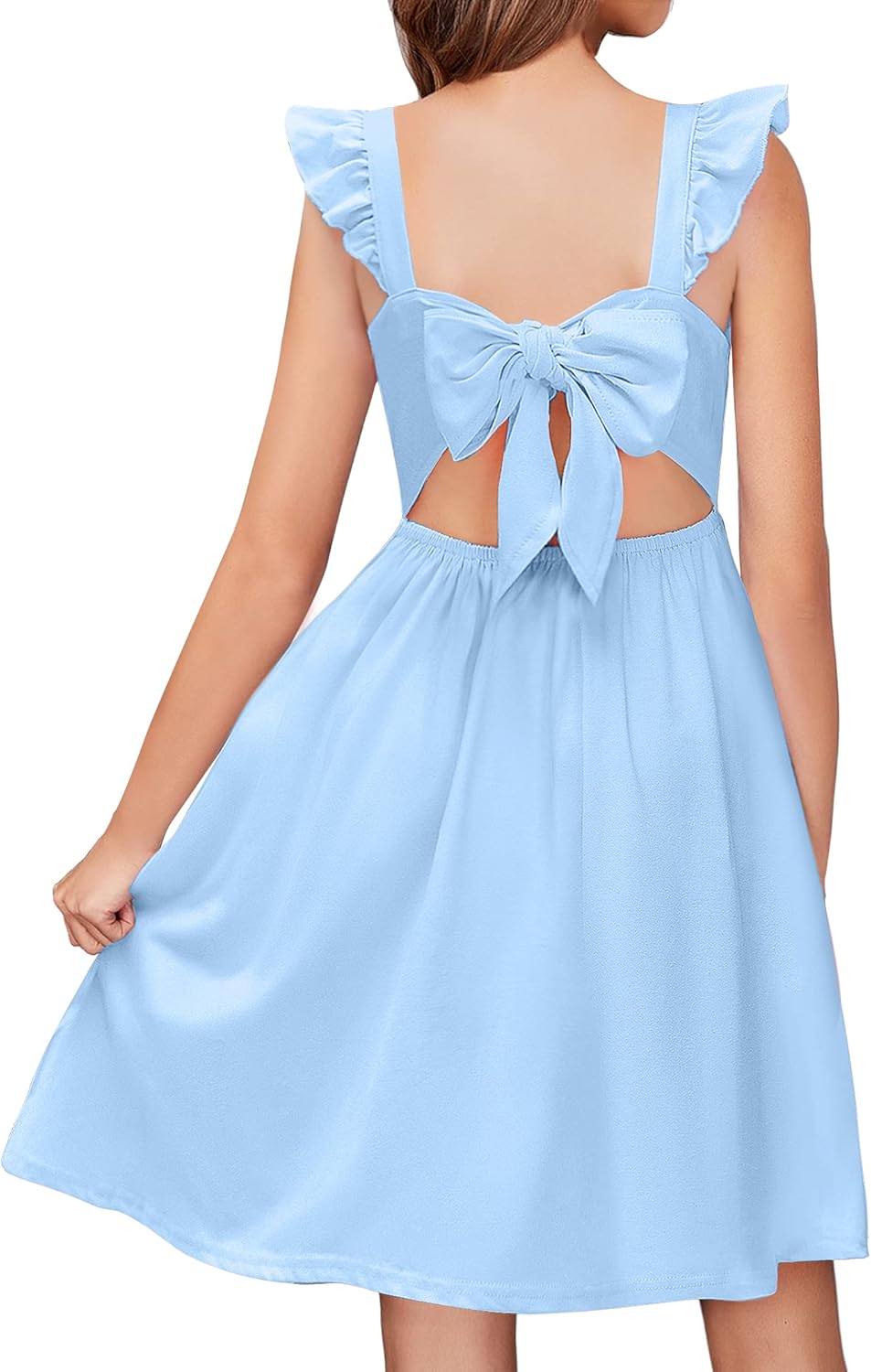 Arshiner Girls Summer Dresses with Ruffle Sleeves and Pockets