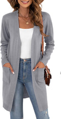 Women's Classic Long Sleeve Open Front Cardigan - Lightweight Knit