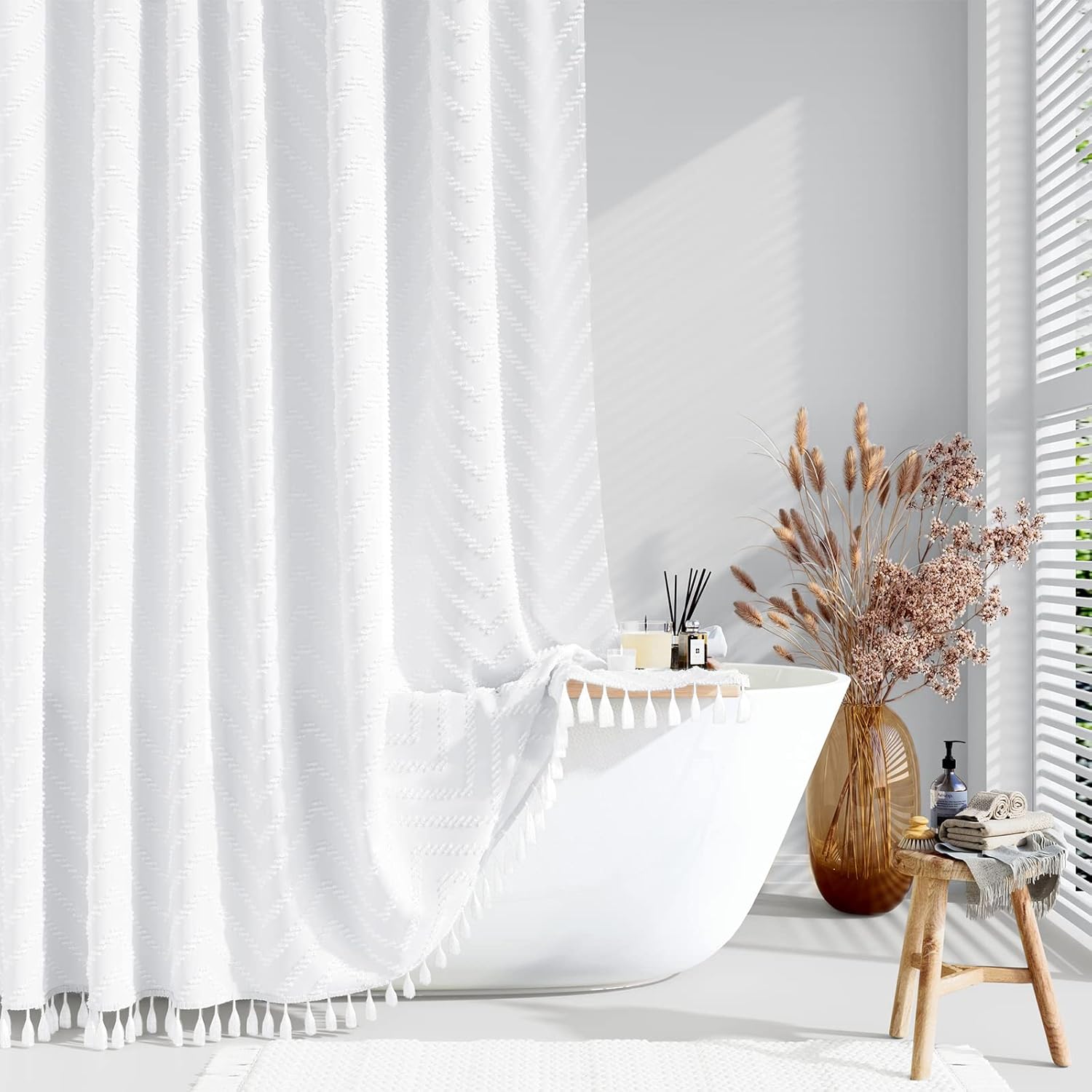 Water Repellent Boho Shower Curtain Set