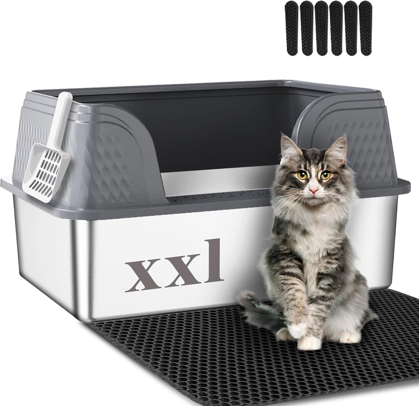 Extra Large Stainless Steel Litter Box for Big Cats with Lid