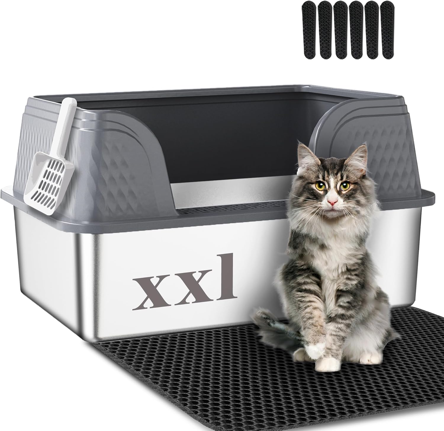 Extra Large Stainless Steel Litter Box for Big Cats with Lid