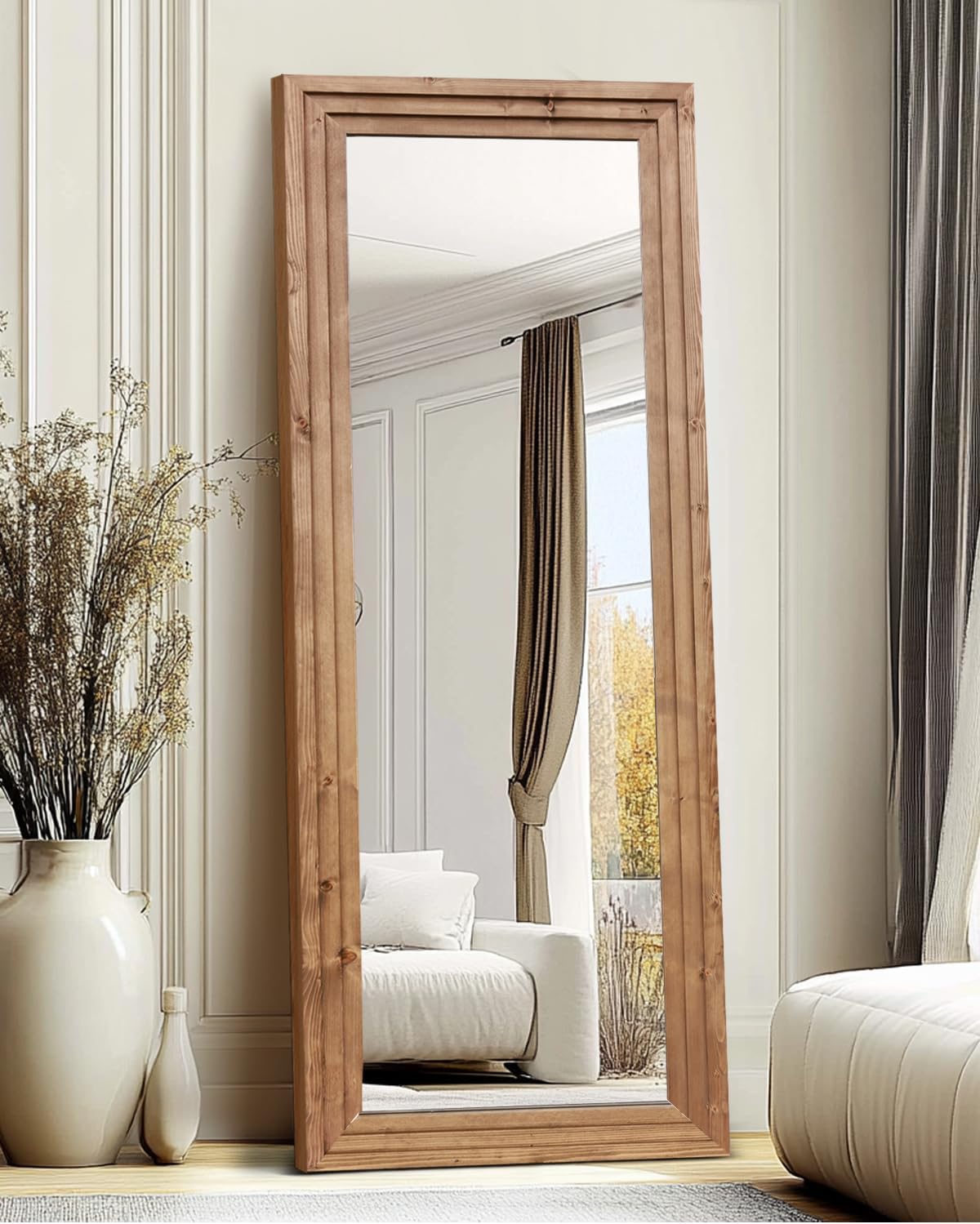Full Length Mirror 65in x 22in with Solid Wood Frame for Any Room