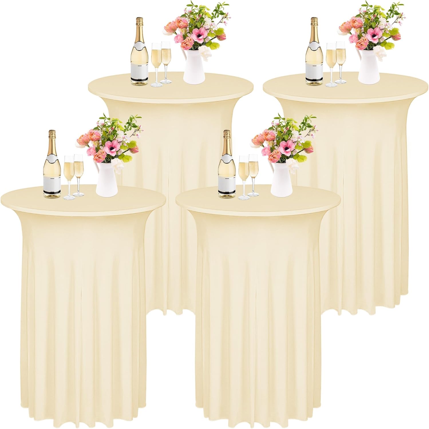 4 Pieces Cocktail Table Skirt for Elegant Events and Parties