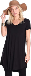 Popana Womens Short Sleeve Summer Tunic Top - Loose Fit for Leggings