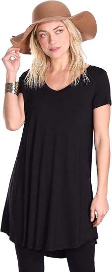 Popana Womens Short Sleeve Summer Tunic Tops for Leggings