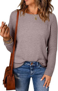 EVALESS Womens Oversized Crochet Crewneck Sweater - Lightweight Knit