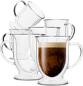 Double Wall Glass Coffee Mugs Set of 6 - Crystal Clear 12 oz