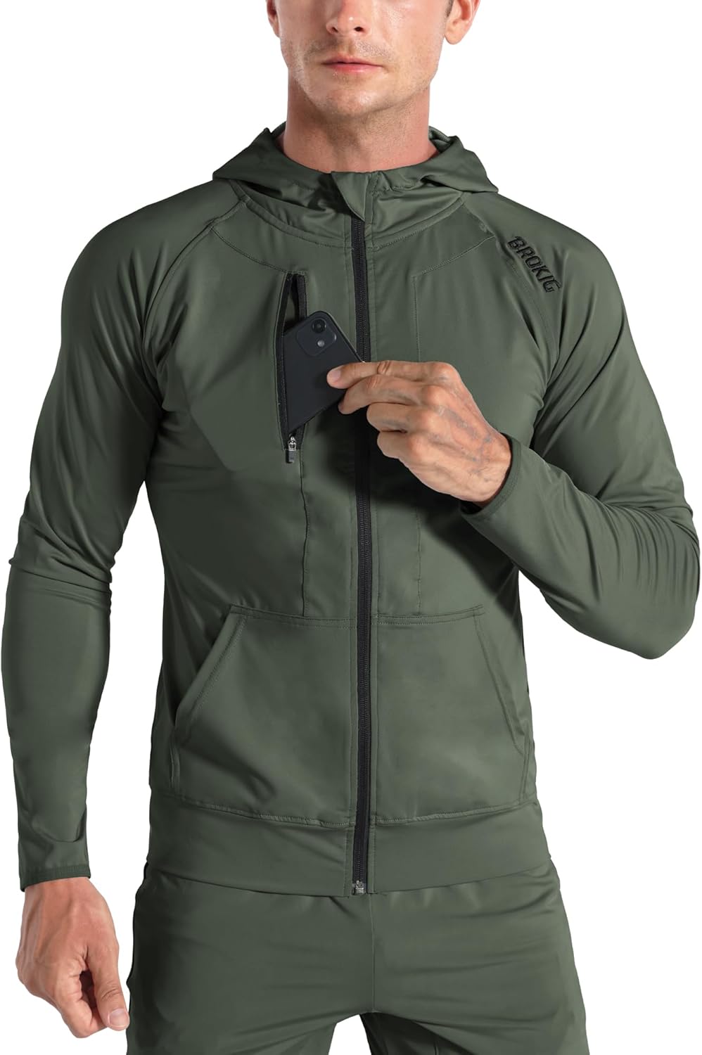 BROKIG Mens WindBreak Lightweight Running Jackets for Gym Use