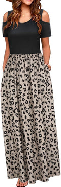Women's 2025 Summer Maxi Cold Shoulder Sundress with Pockets