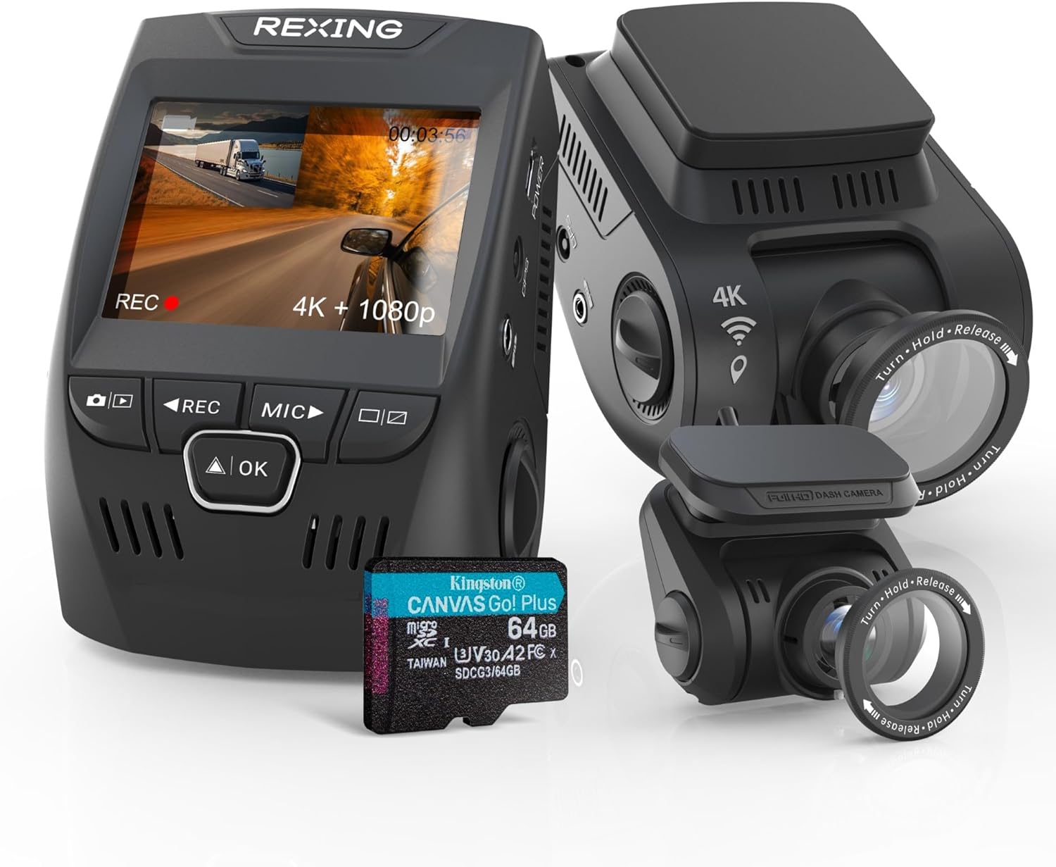 RexingUSA V1P SE Dual Dash Cam: 4K Clarity, GPS, Wi-Fi, CPL Filters & More!