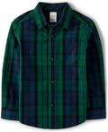 Boys Toddler Plaid Button Up Shirt - 100% Cotton Poplin