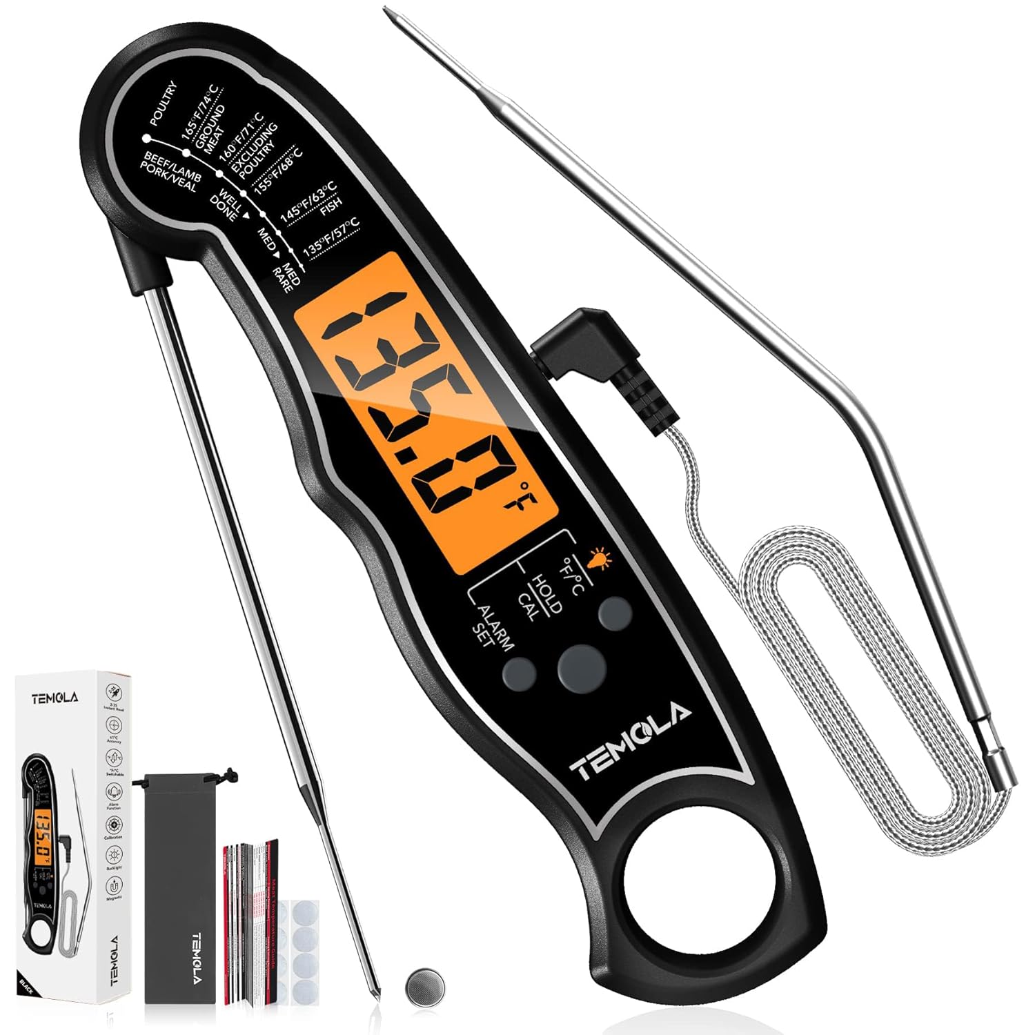 TEMOLA Dual Probe Meat Thermometer - Instant Read Precision