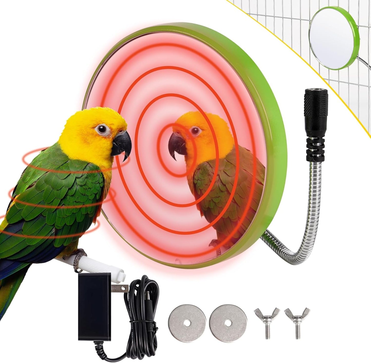 Thermostatic Bird Heater with Mirror for Small Birds - Snuggle Up!