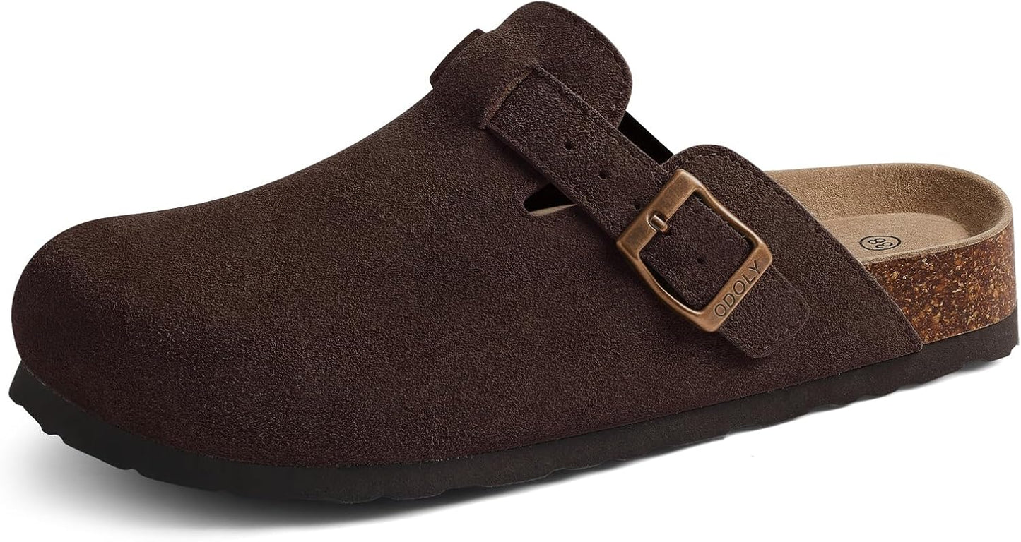 Genuine Suede Clogs for Women Men with Soft Cork Footbed