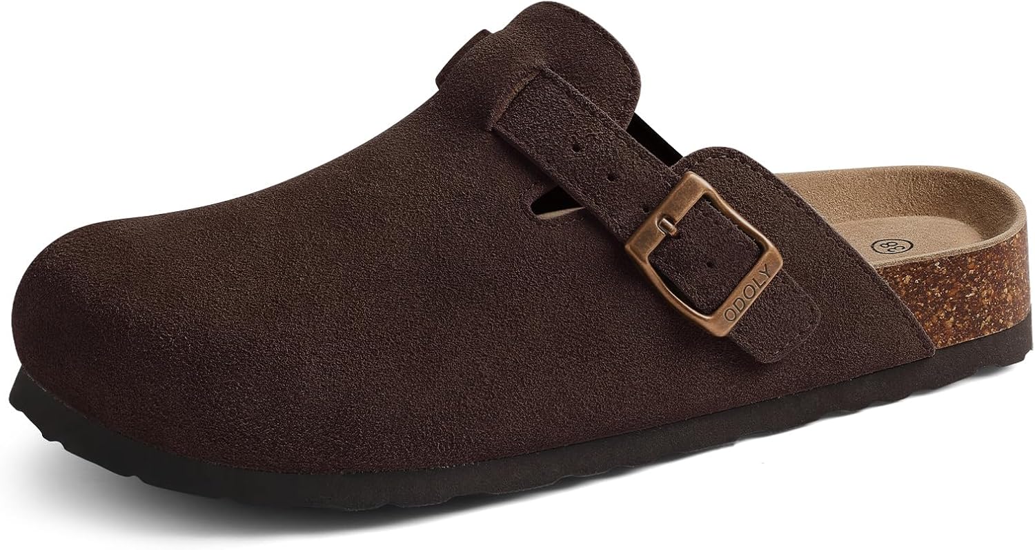 Genuine Suede Clogs for Women Men with Soft Cork Footbed