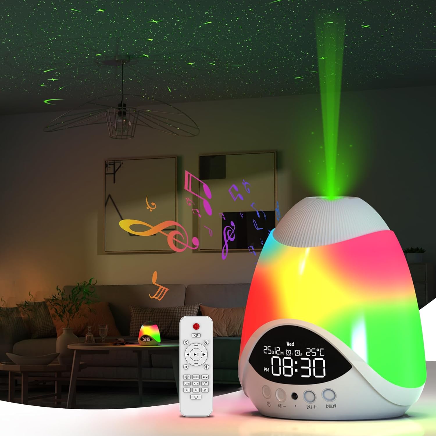 3-in-1 Star Projector: Light, Sound, Time