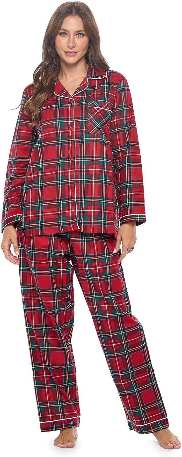 Casual Nights Women's Flannel Long Sleeve Pajama Set for Comfort