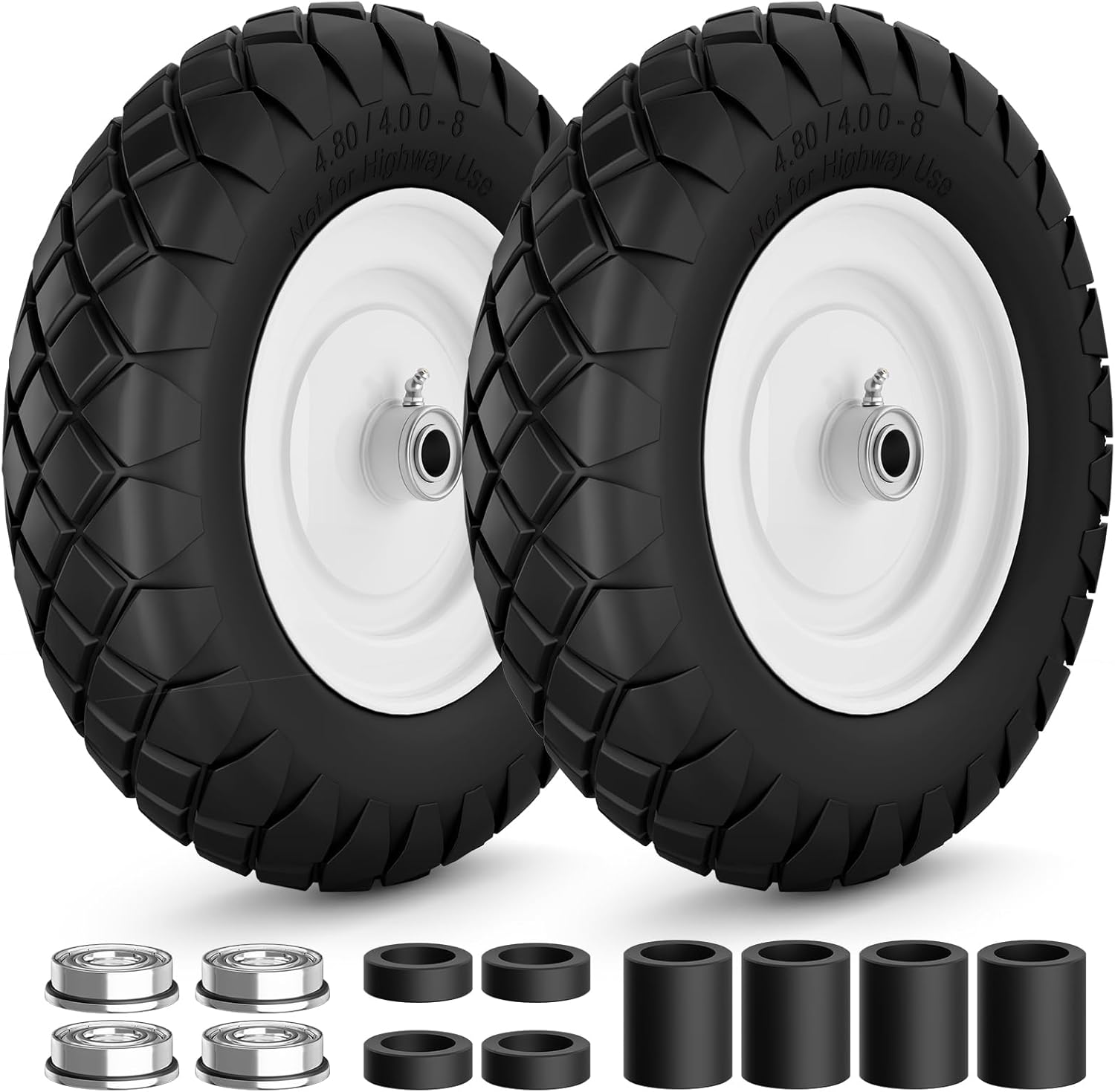 4.80/4.00-8 Flat Free Tire and Wheel for Wheelbarrows and Trailers