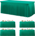 4 Pack Emerald Green Spandex Tablecloths for 6 Foot Rectangle Tables