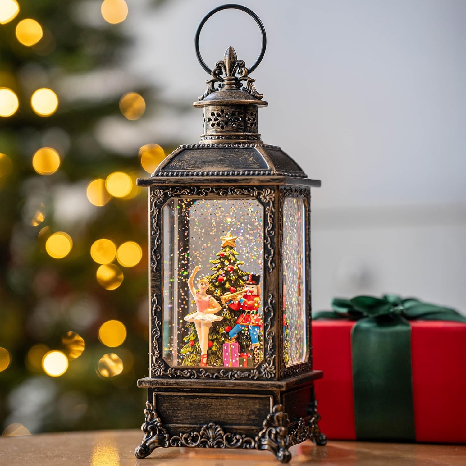 Christmas Snow Globe Lantern with Nutcracker Ballerina Music