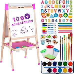 Blue Squid Kids Art Easel - Adjustable Double Sided Creativity Hub