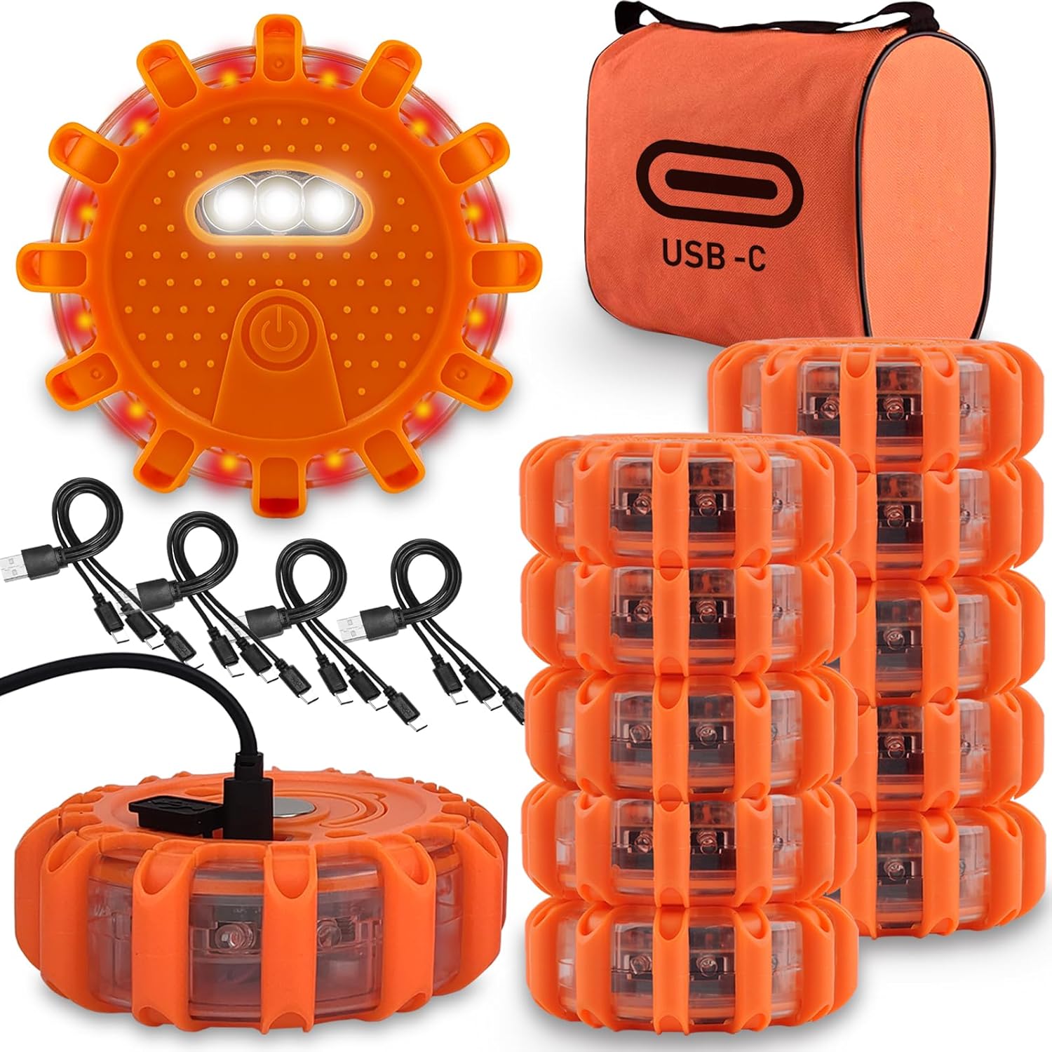 Ecoangel USB-C Rechargeable LED Road Flares for Safety