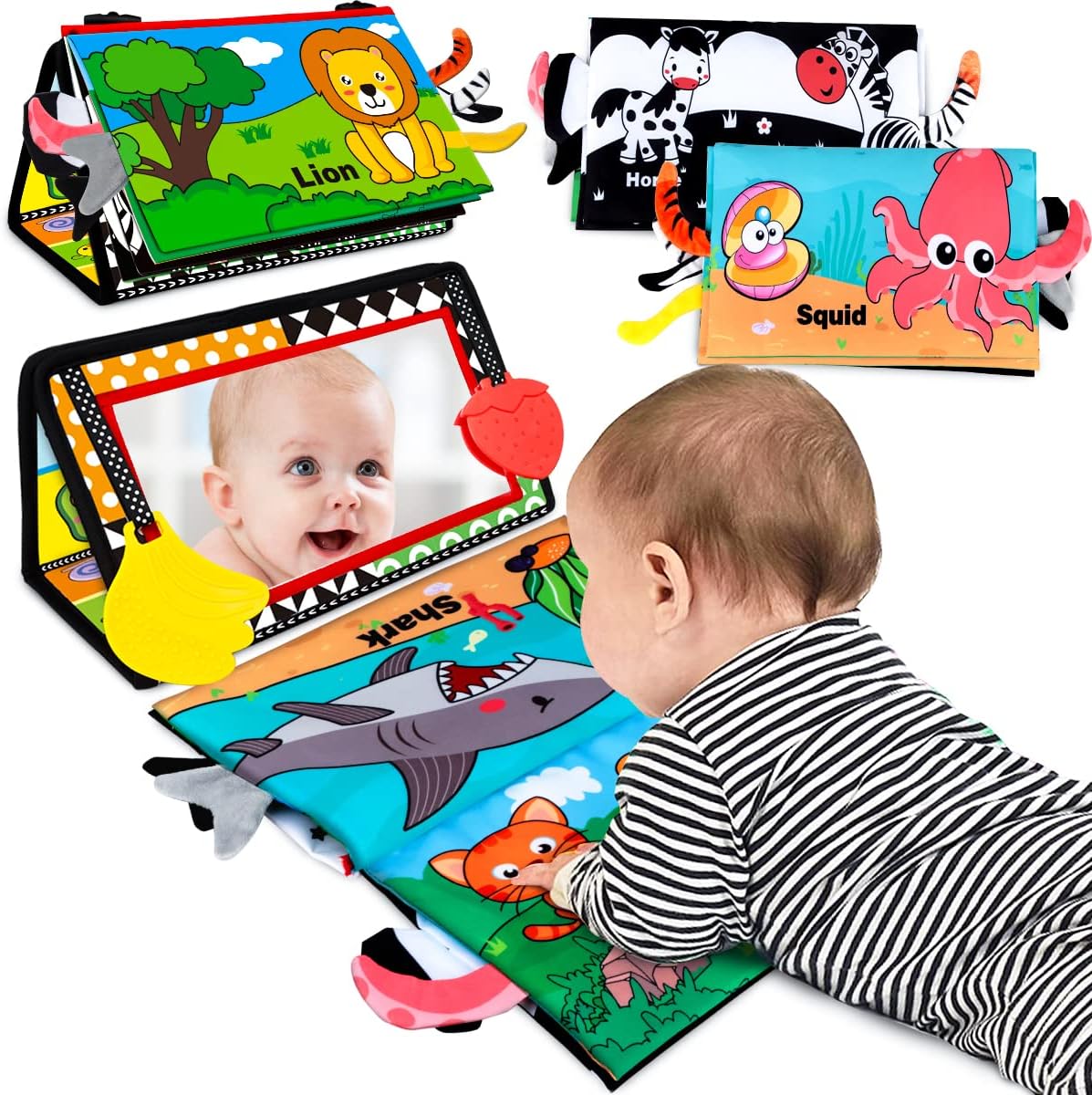 Montessori Tummy Time Set - High Contrast Baby Sensory Toys