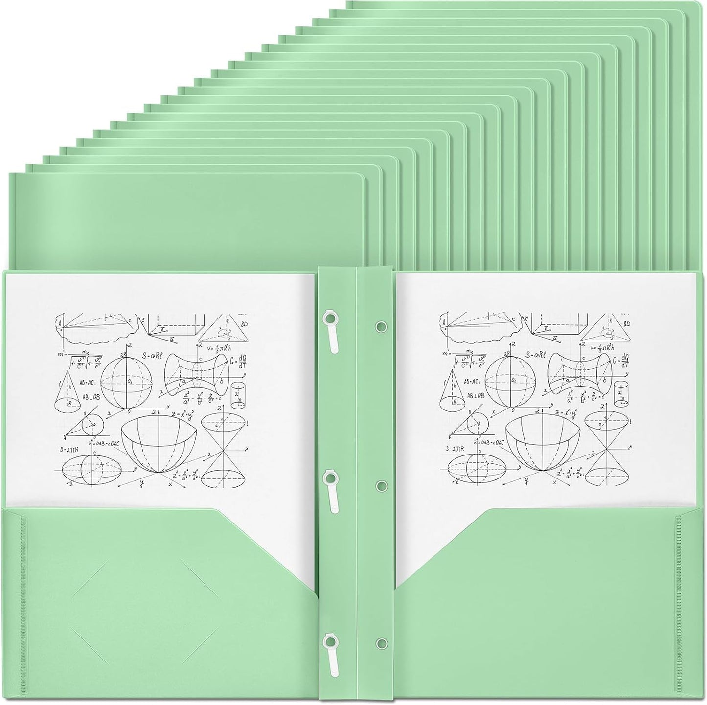 Yeaqee 60 Plastic Folders with Pockets for Office and School