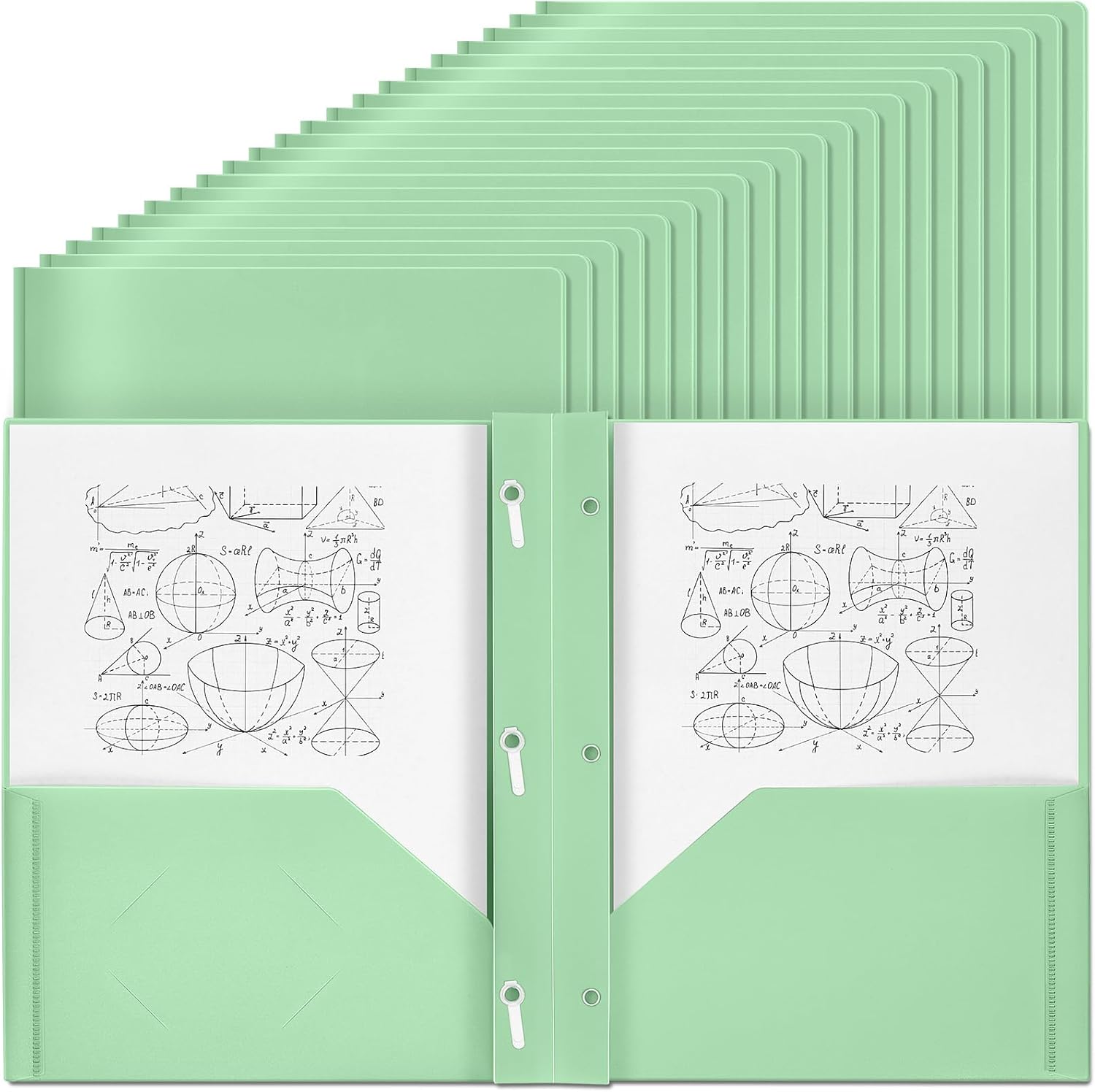 Yeaqee 60 Plastic Folders with Pockets for Office and School