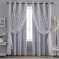 Anytime Home Curtains Blackout and Sheer Layered Panel Pair - Greyish